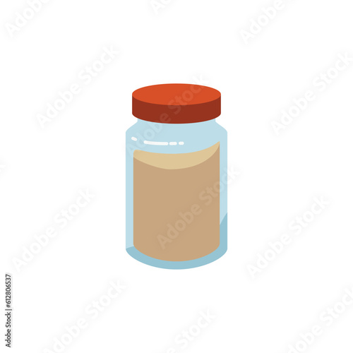 Grain or spices storing in glass jar flat vector illustration isolated.