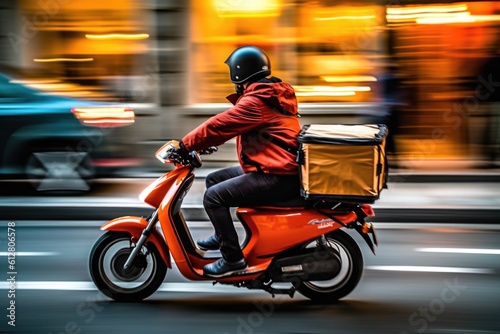 person riding a scooter, ai generative