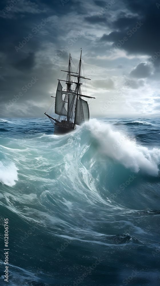 Obraz premium boat on the high seas, generative AI