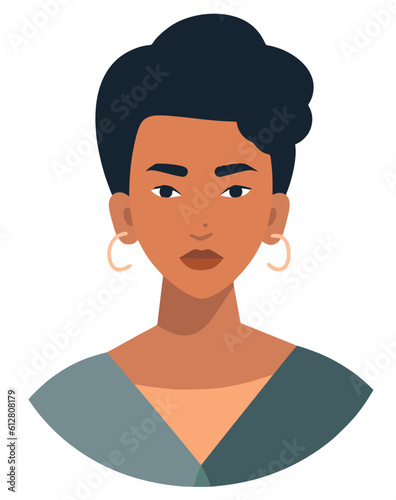 woman with up or short hair style; a vector illustration