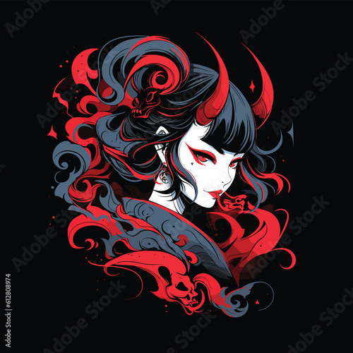 Femme Fatale: Bewitching Vector Art of a Gorgeous and Dangerous Demoness