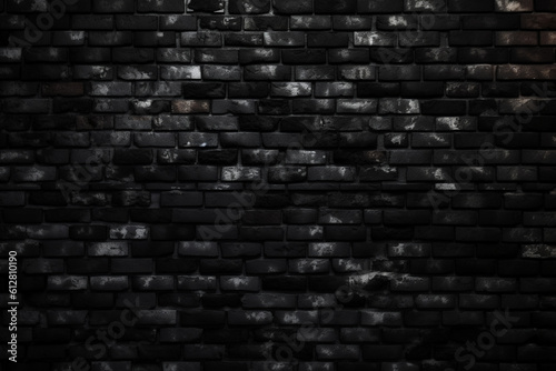 Black brick wall, dark background for design.Generative AI 