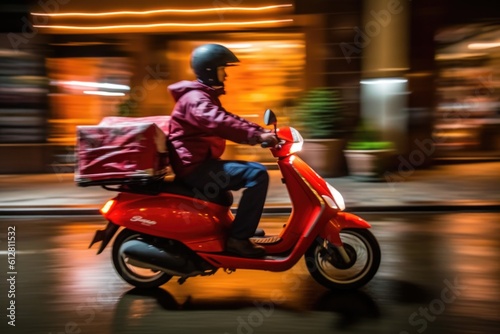 person riding a scooter, ai generative © nataliya_ua