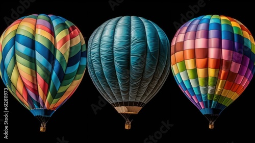 Air balloons isolated in a dark background. Air balloons. Colorful Air balloons . Made With Generative AI.