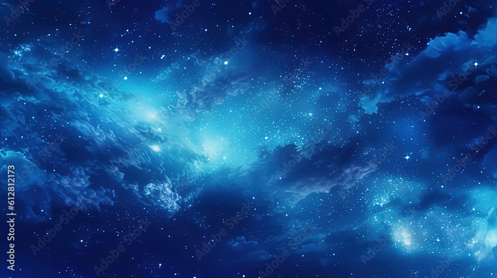 Blue starry sky with infinite space - obrazy, fototapety, plakaty 