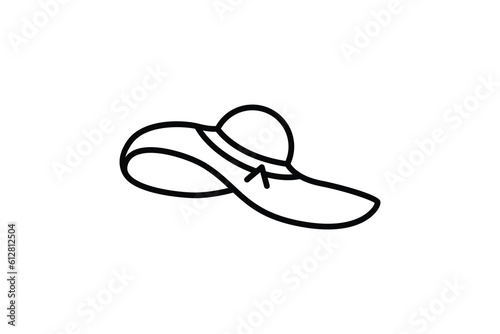 Beach hat icon. icon related to beach holidays, women's hat. Line icon style design. Simple vector design editable