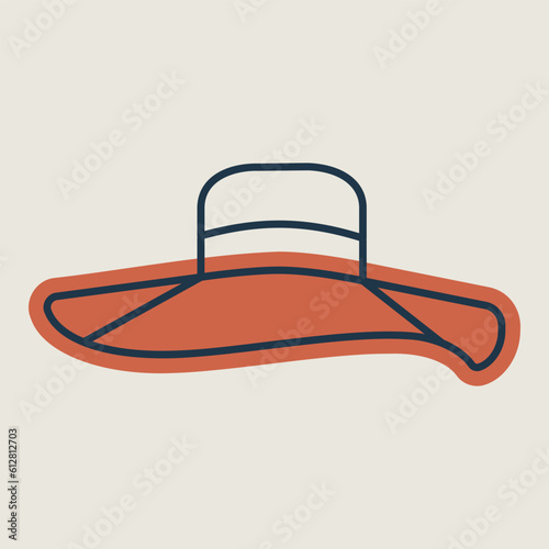 Woman summer hat vector icon. Girl beach sunhat