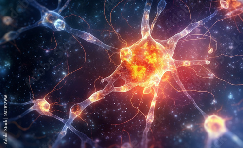 Neurological Medicine - New Neuron in the Brain. generative AI,