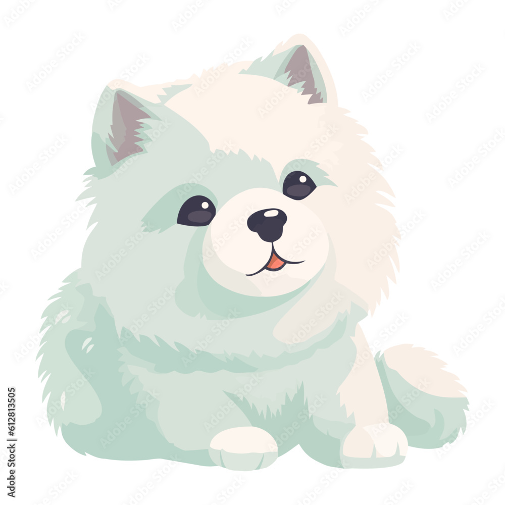 Cute puppy sitting, smiling happily Cute puppy sitting, smiling happily