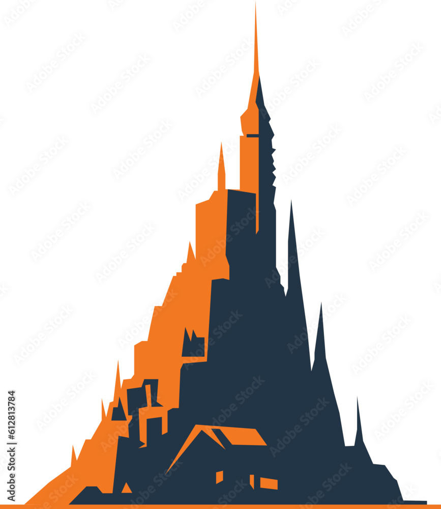 cartoon castle. Medieval and fantasy castle. Funny castle cartoon illustration. Pretty castle icon image. 