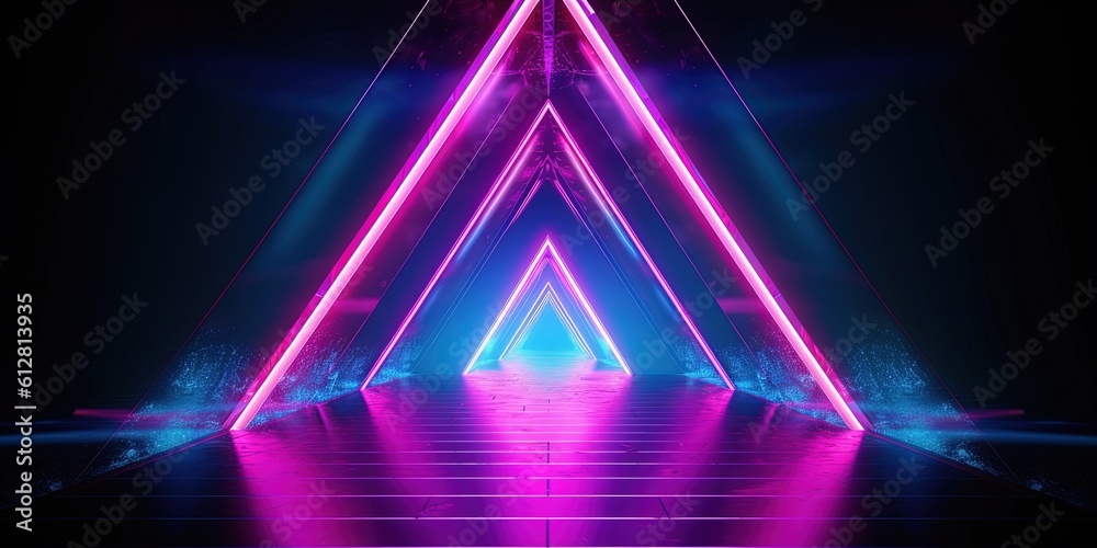 abstract futuristic geometric tunnel portal with pink blue glowing neon moving high speed wave lines and bokeh lights. Data transfer concept Fantastic wallpaper, Ai Generative abstract futuristic geometric tunnel portal with pink blue glowing neon moving high speed wave lines and bokeh lights. Data transfer concept Fantastic wallpaper, Ai Generative