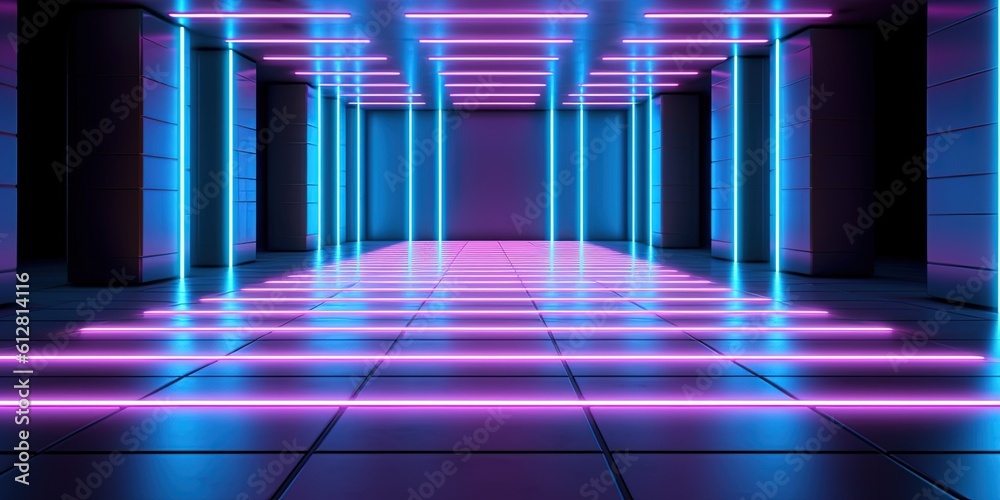 abstract futuristic geometric tunnel portal with pink blue glowing neon moving high speed wave lines and bokeh lights. Data transfer concept Fantastic wallpaper, Ai Generative abstract futuristic geometric tunnel portal with pink blue glowing neon moving high speed wave lines and bokeh lights. Data transfer concept Fantastic wallpaper, Ai Generative