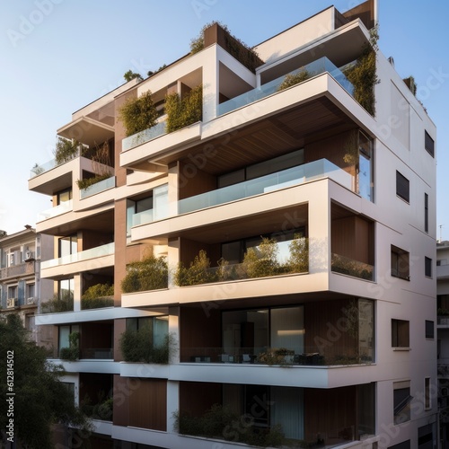  modern building with balconies, ai generative