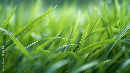 Relaxing grass pattern with delicate blades and natural green tones, peaceful and tranquil. Generative AI