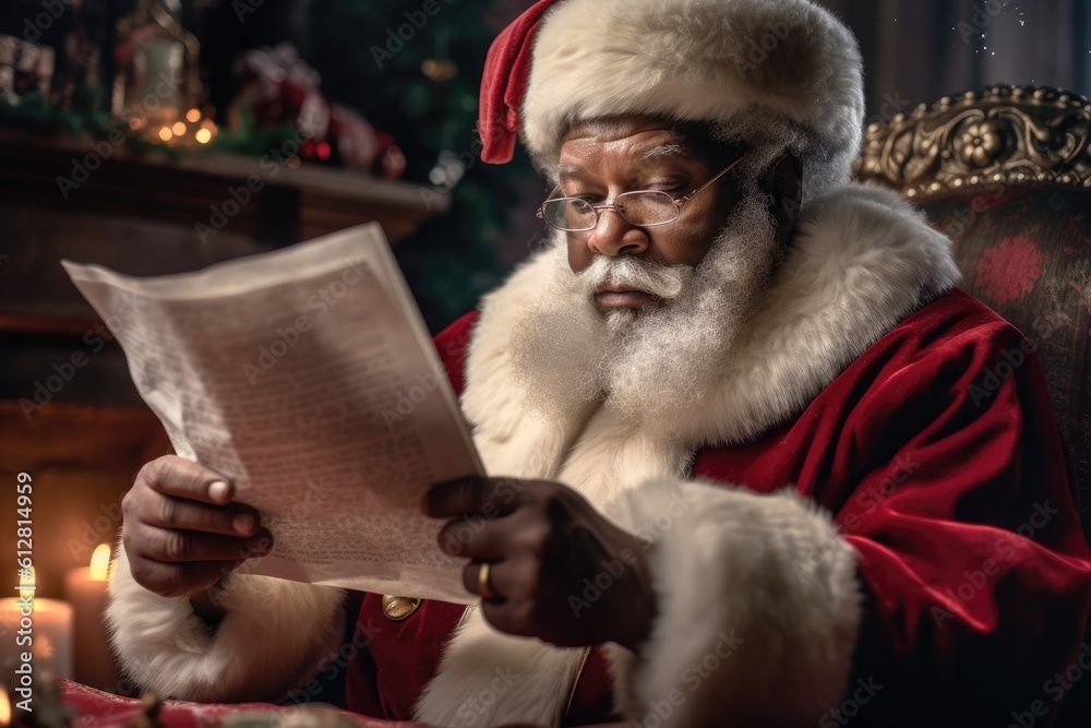 Ethnic Santa Claus - Christmas Symbol - Created with generative ai Ethnic Santa Claus - Christmas Symbol - Created with generative ai