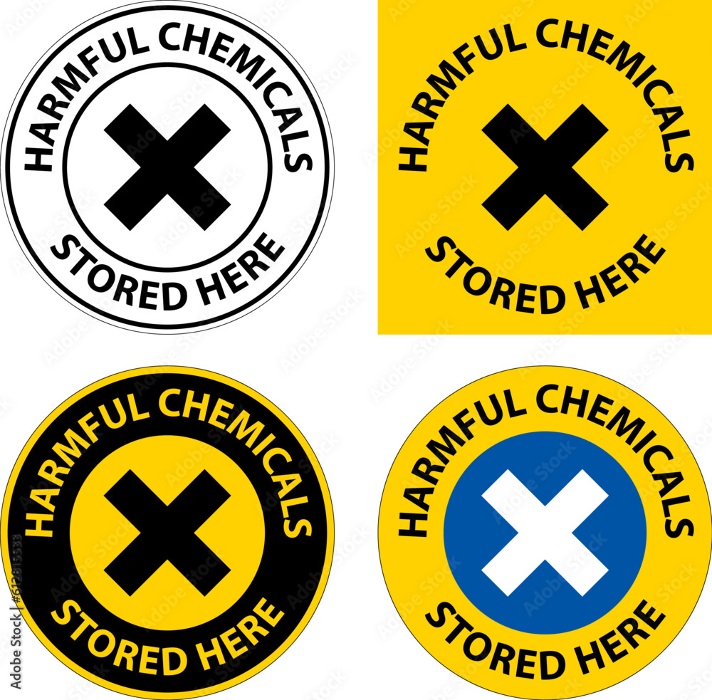 Fototapeta premium Harmful Chemicals Stored Here Sign On White Background
