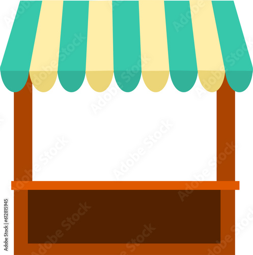 kiosk stand with striped awning