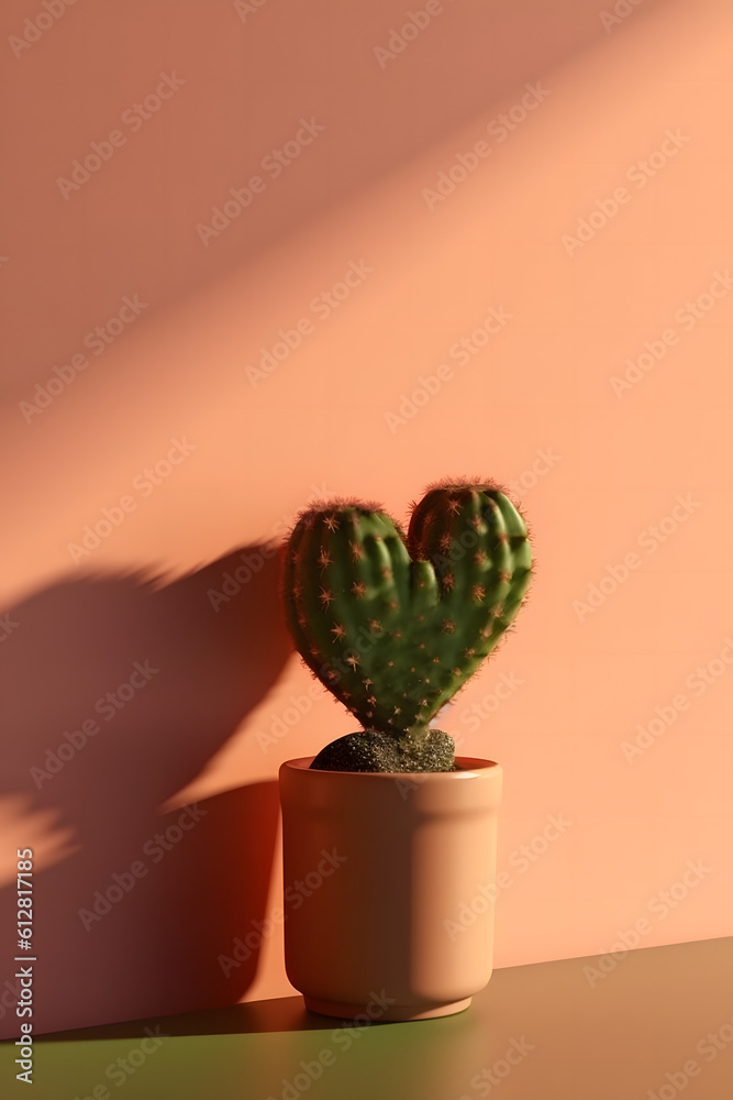 cactus in the shape of a heart, generative ai
