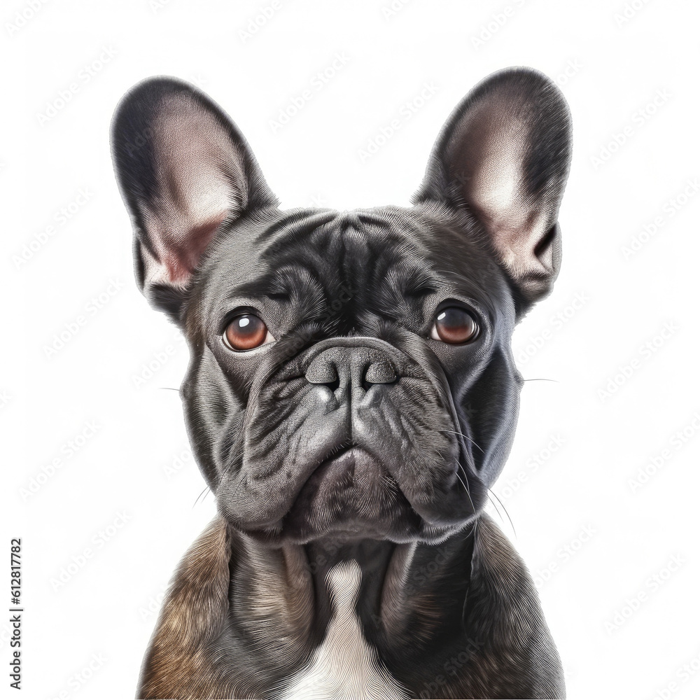 french bulldog portrait isolated on a white background, ai generative