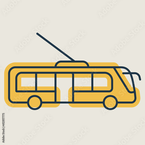 Trolley or trolleybus flat vector icon