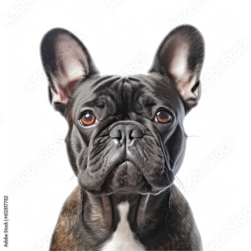 french bulldog portrait isolated on a white background, ai generative © mariof