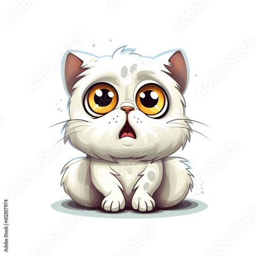 Happy cat cartoon mascot on white background Generative AI © LayerAce.com