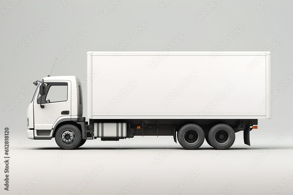 white delivery truck side view cargo truck advertising | Generative AI white delivery truck side view cargo truck advertising | Generative AI