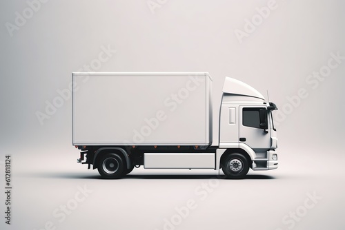 white delivery truck side view cargo truck advertising | Generative AI