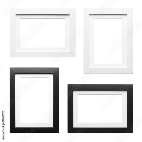 Set of white and black empty frames, cut out