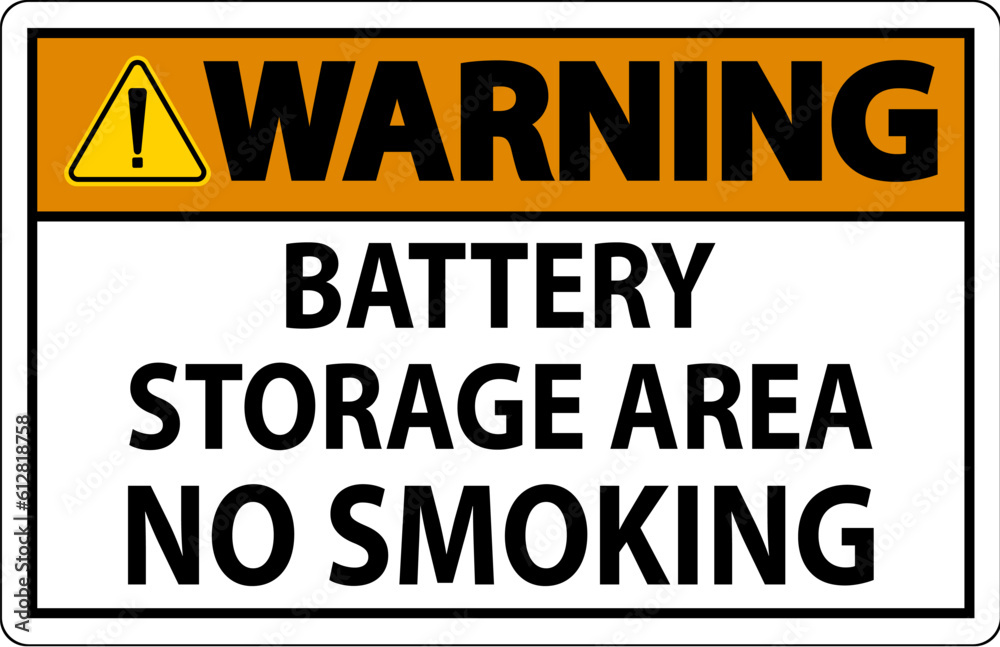 Warning Sign Battery Storage Area No Smoking