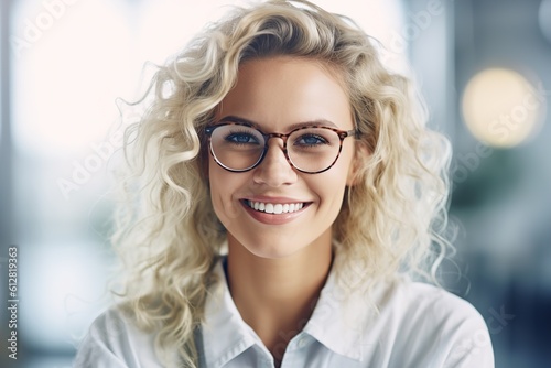 business meeting businesswoman woman office portrait entrepreneur smart confident happy smiling businessperson startup creative start up, created using generative ai technology