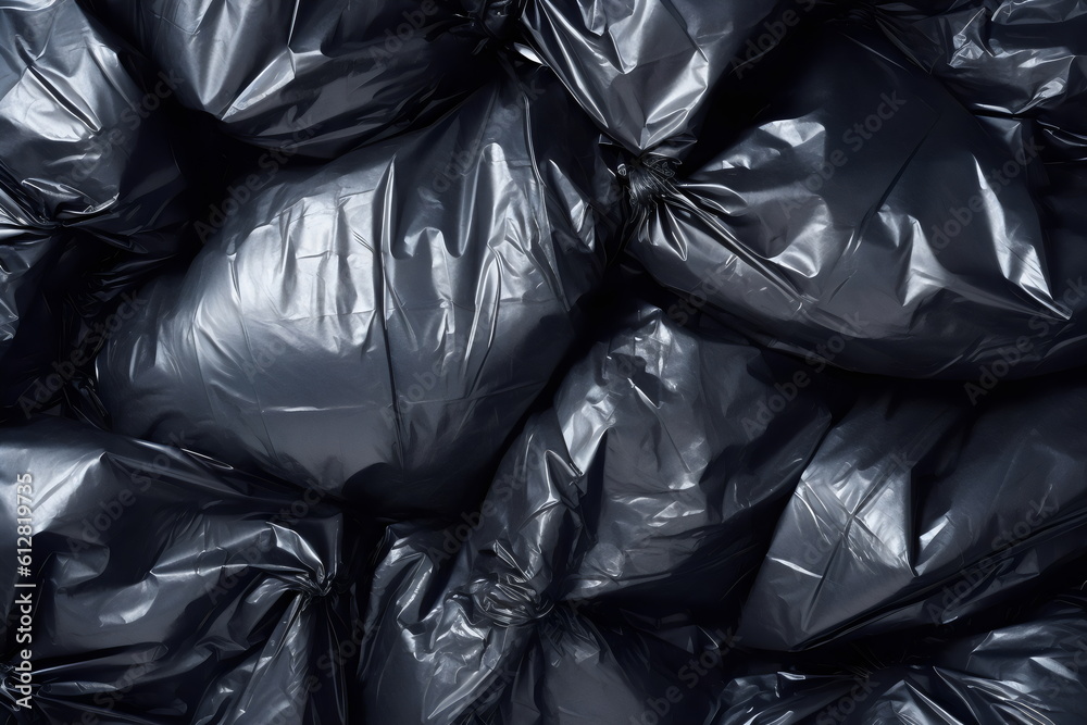 black pile of plastic bags background texture made with generative ai