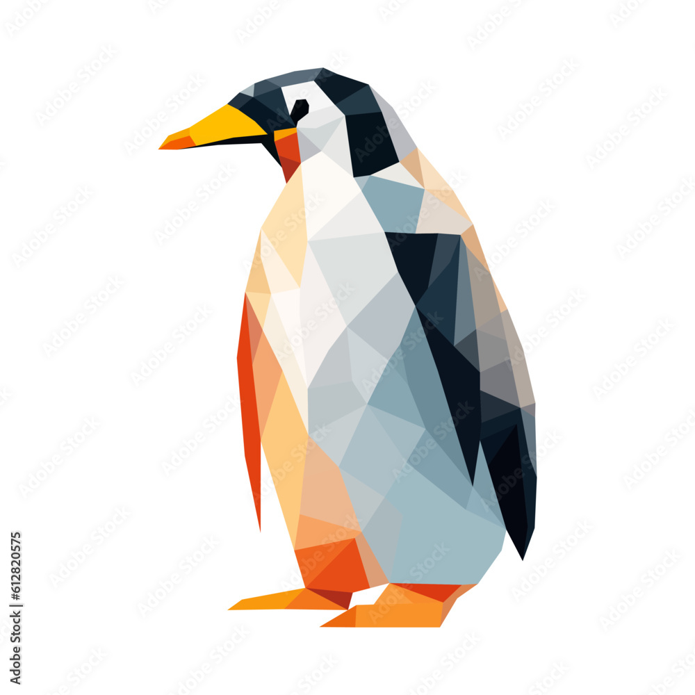 Obraz premium A penguin in geometric shape vector illustration. Polygonal penguin illustration.