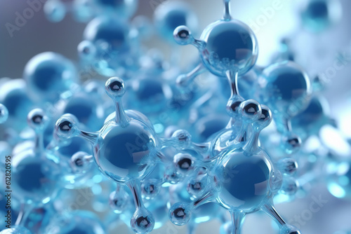 Hyaluronic acid or abstract molecules design, clear light blue color. AI Generative