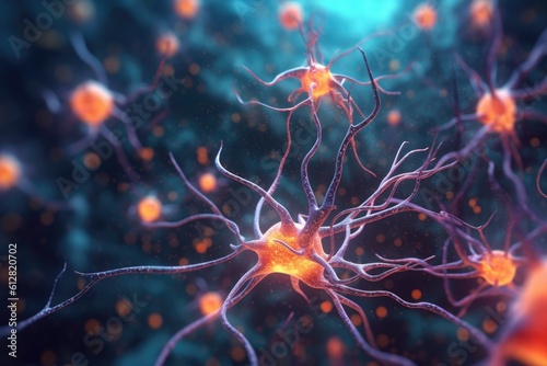 Neurons brain cell medical background. Generative AI © Marharyta