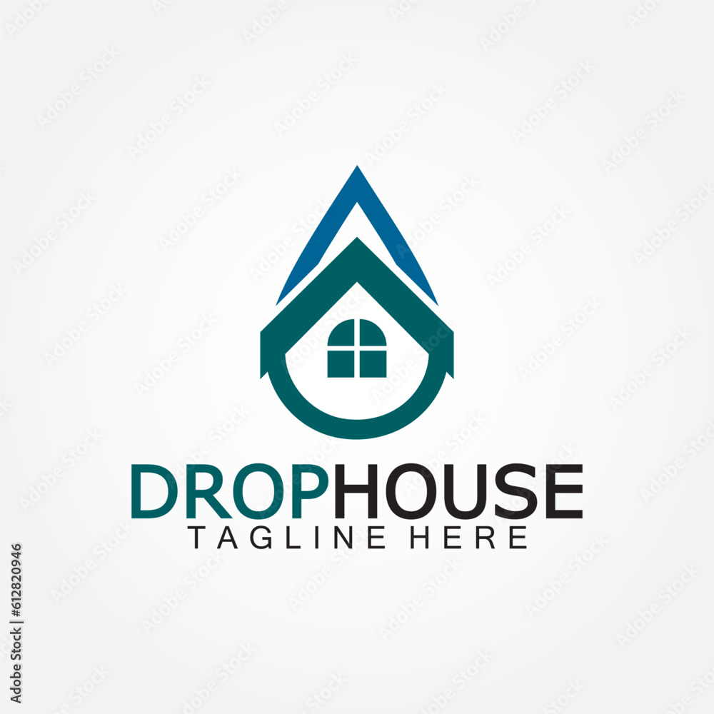 House home and water drop droplet icon for plumbing home service logo design House home and water drop droplet icon for plumbing home service logo design