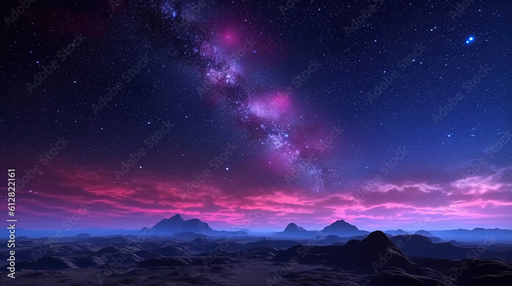 Starry night sky meets horizon with beautiful space