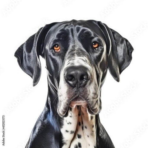 great dane dog portrait, isolated on a white background, ai generative