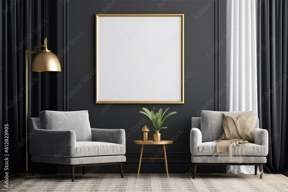 Inspiring Interior Mockups with Empty Frames, generative AI Inspiring Interior Mockups with Empty Frames, generative AI
