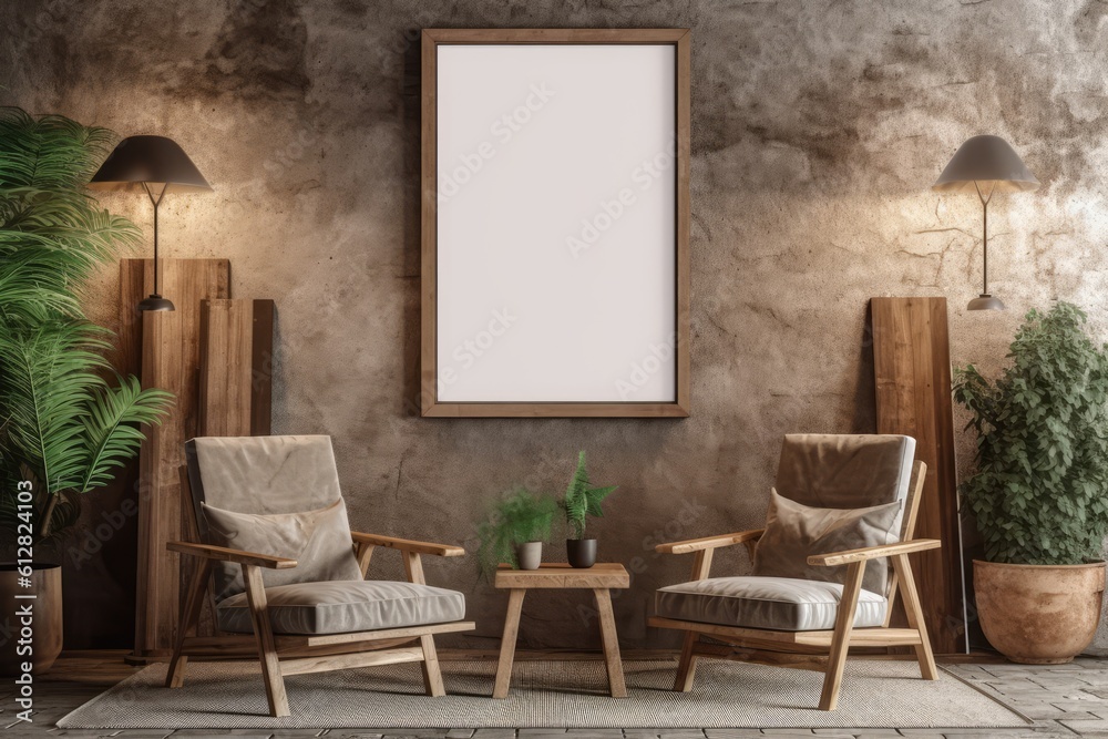 Inspiring Interior Mockups with Empty Frames, generative AI