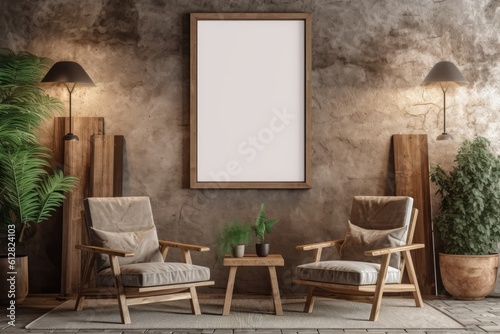 Obraz na płótnie Inspiring Interior Mockups with Empty Frames, generative AI w salonie