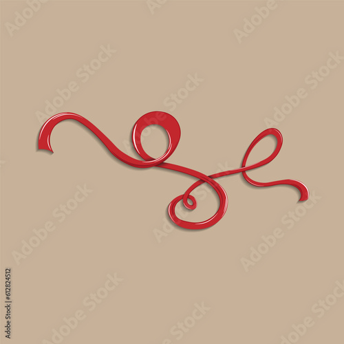 red ribbon with shadows and gradient. bright vector illustration of a twisted ribbon