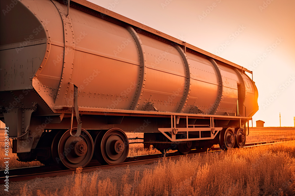 Naklejka premium Hopper grain wagon close up, grain deal, generative ai