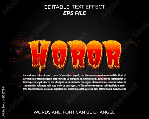 horor text effect, font editable, typography, 3d text. vector template