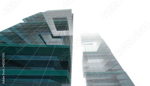 Abstract buildings. Architectural background 3d illustration