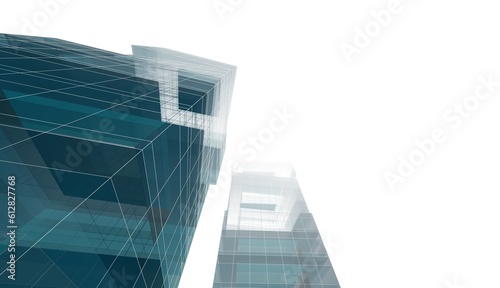 Abstract buildings. Architectural background 3d illustration