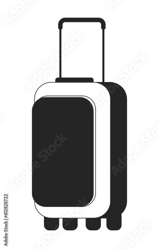 Suitcase for travel flat monochrome isolated vector object. Luggage storage. Journey abroad. Editable black and white line art drawing. Simple outline spot illustration for web graphic design