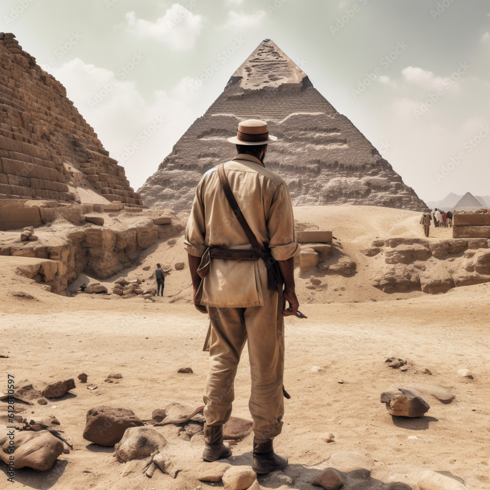 Archaeologist in Egypt. Generative AI.