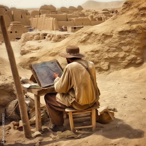 Archaeologist in Egypt. Generative AI.