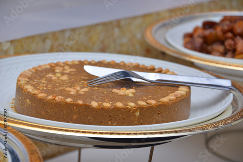 Traditional Moroccan almond sellou made from roasted flower, almonds,herbs and honey. photo